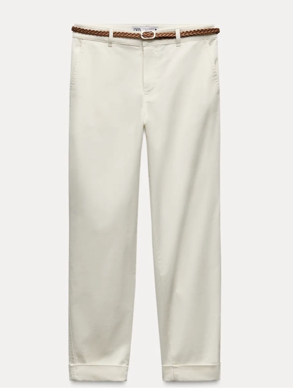 Nwot Zara 6 Cream (Ecru) Braided Belt Chino Pants